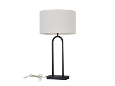 NEWPORT 3400 3401/T , Настольная лампа, Black+gold Shade beige D36*H68 cm E27 1*40W